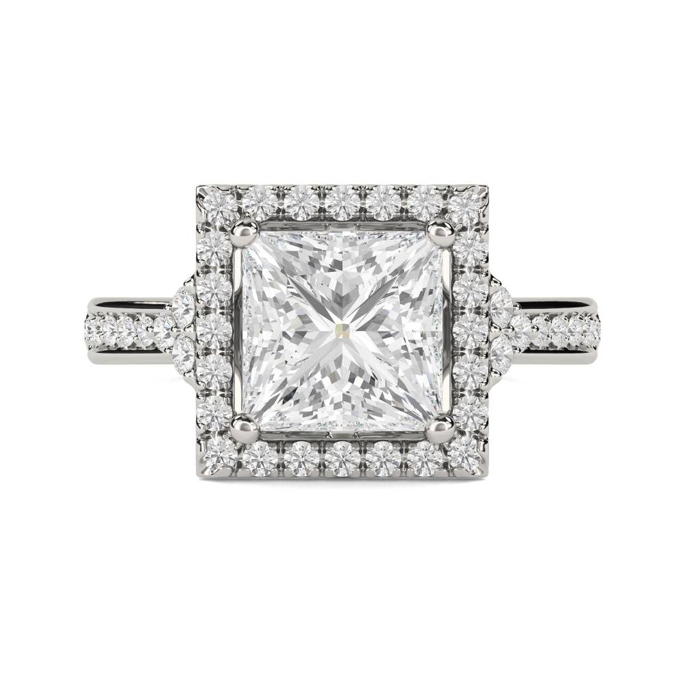 Princess Diamond Single Halo Designer Ring P