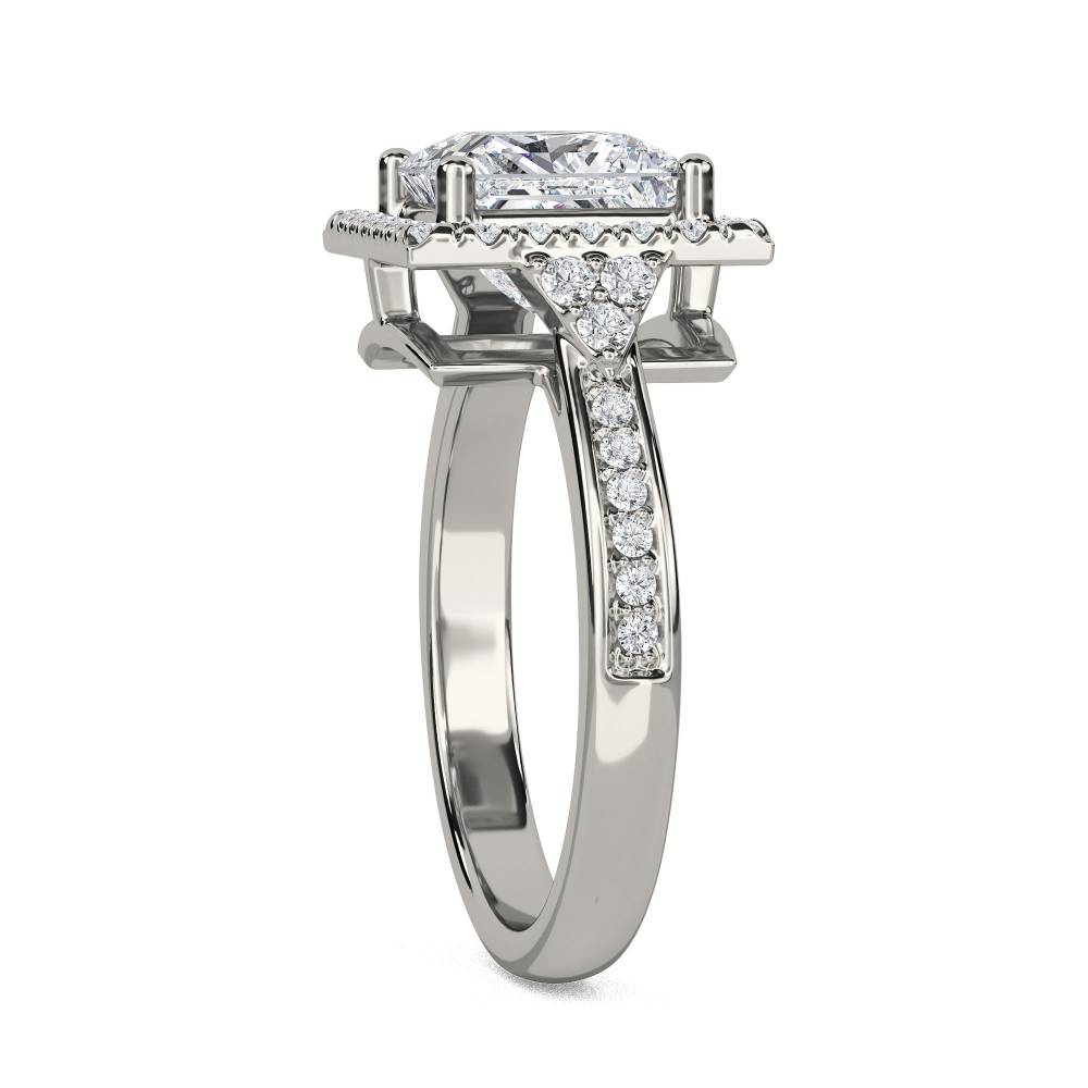 Princess Diamond Single Halo Designer Ring P