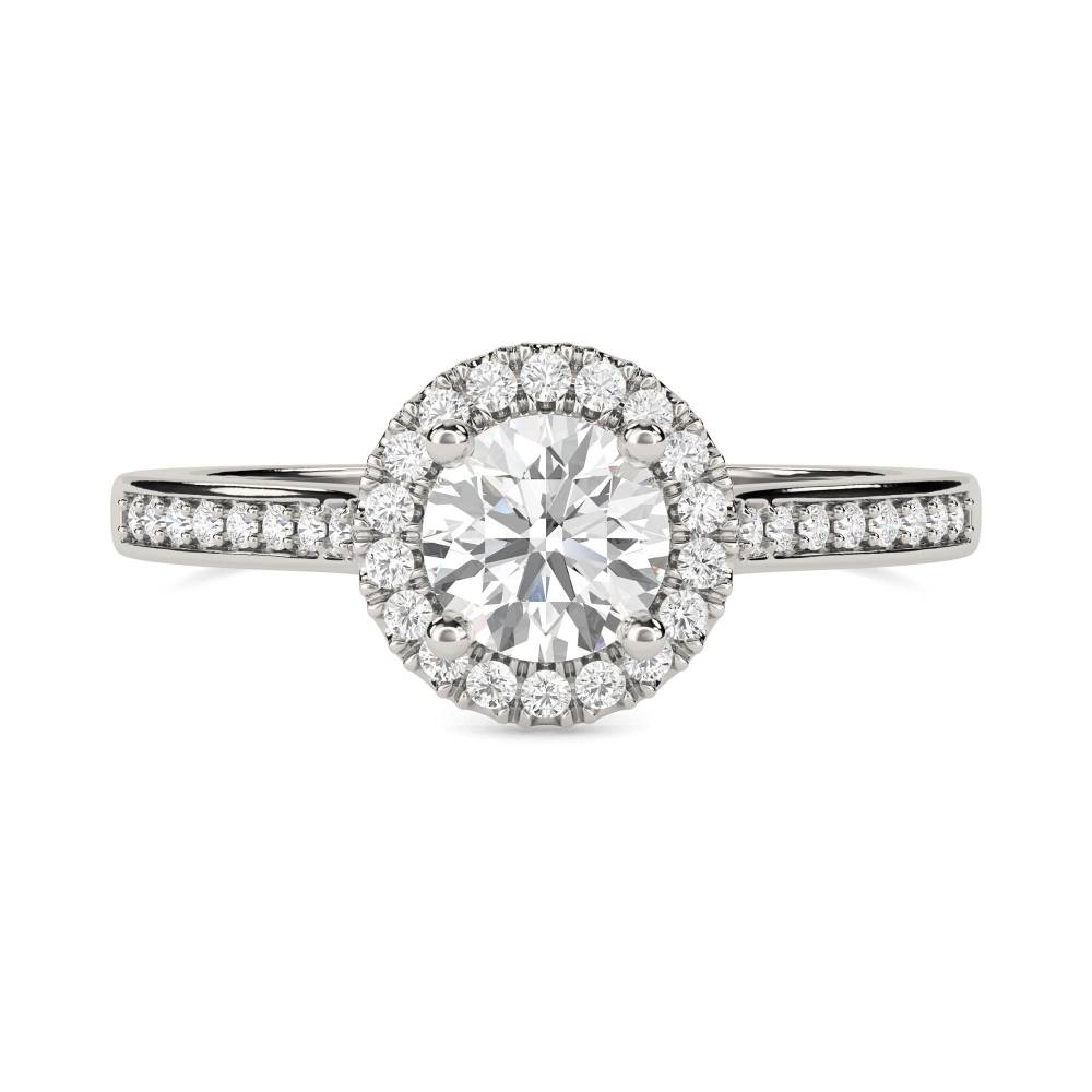 Round Diamond Single Halo Shoulder Set Ring P