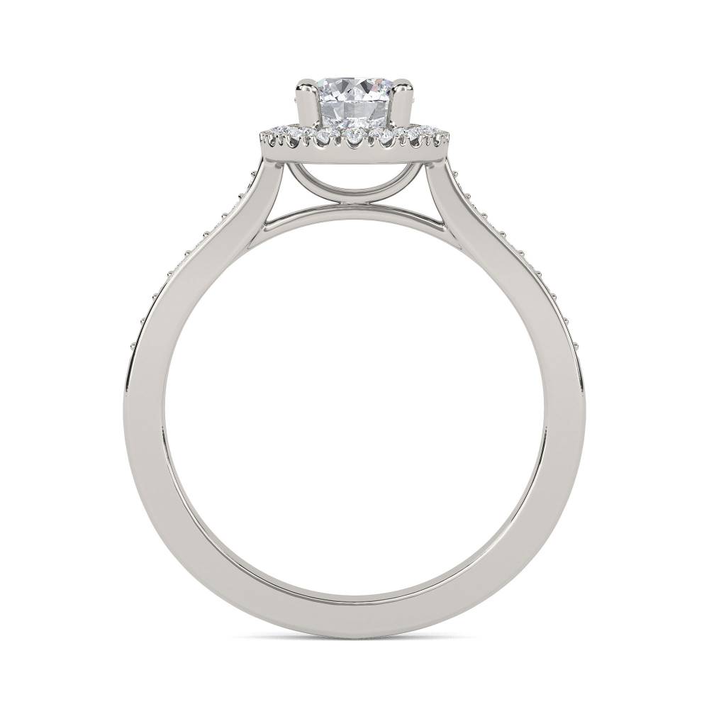 Round Diamond Single Halo Shoulder Set Ring P