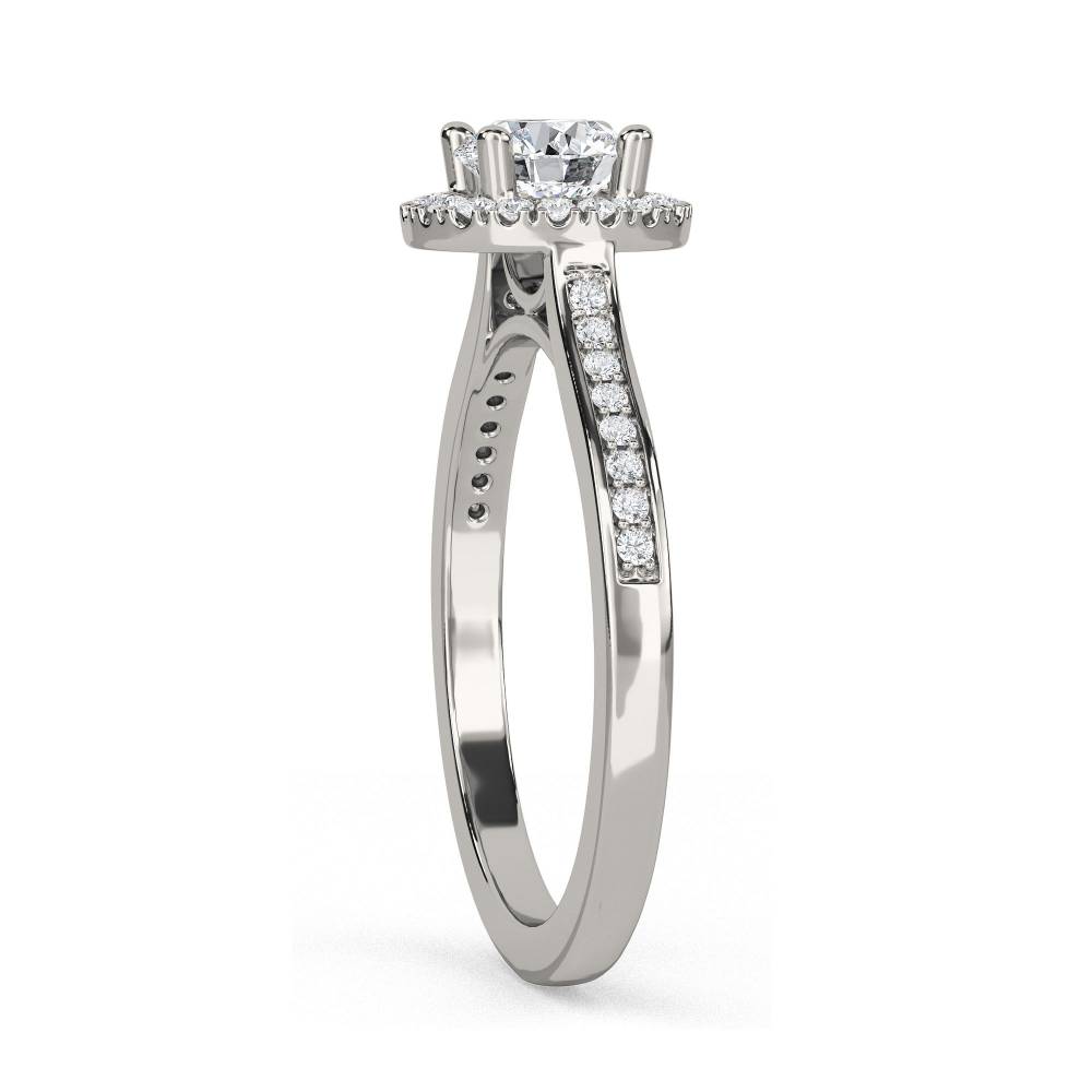 Round Diamond Single Halo Shoulder Set Ring P