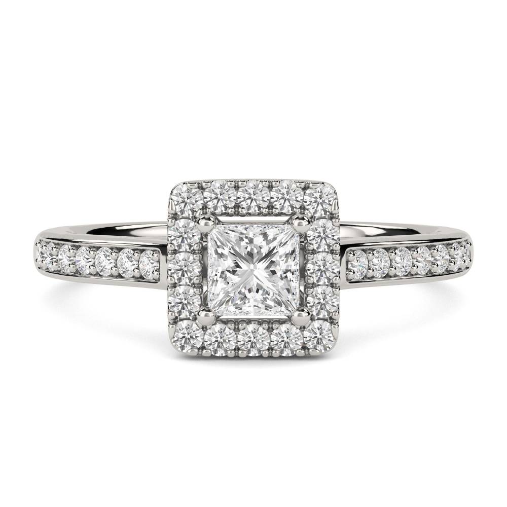 Princess Diamond Single Halo Shoulder Set Ring P