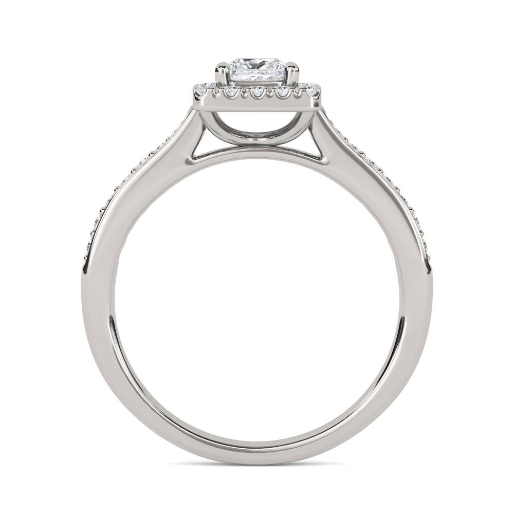 Princess Diamond Single Halo Shoulder Set Ring P