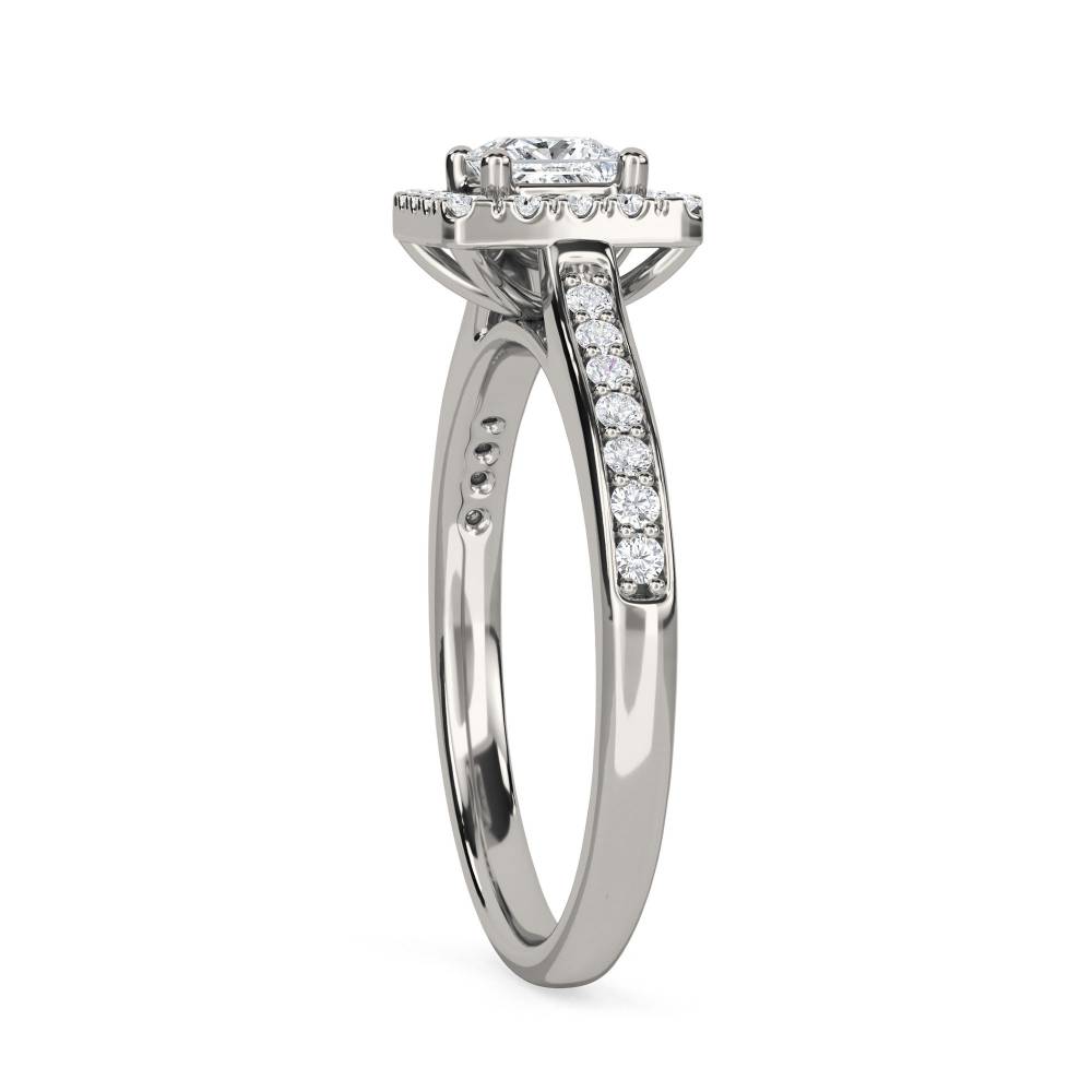 Princess Diamond Single Halo Shoulder Set Ring P