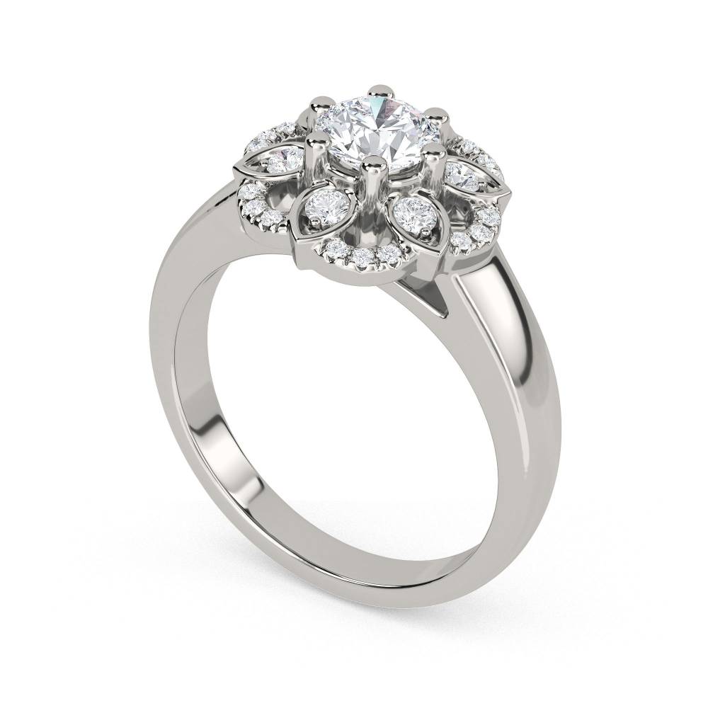 Flower Style Round Diamond Designer Ring P