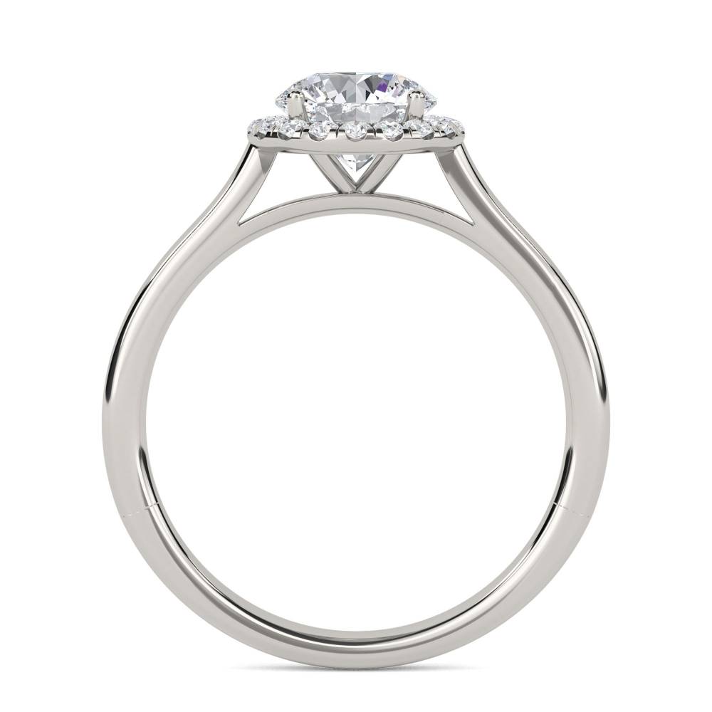 Round Diamond Single Halo Ring set in Platinum