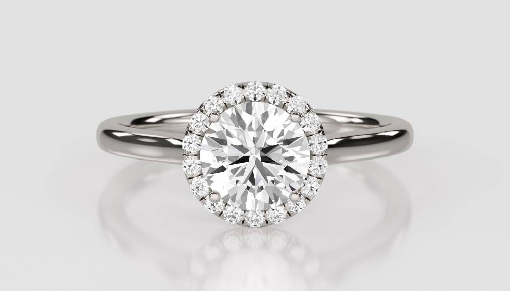 Round Diamond Single Halo Ring P