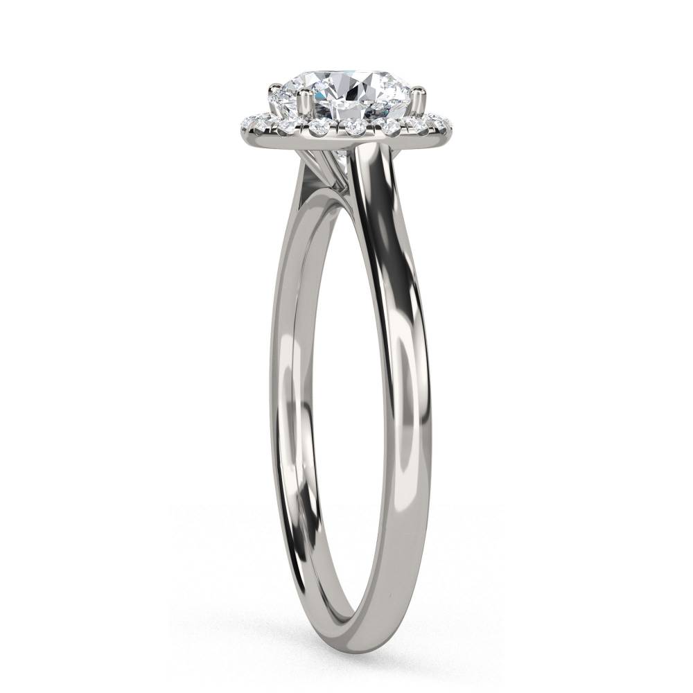 Round Diamond Single Halo Ring set in Platinum