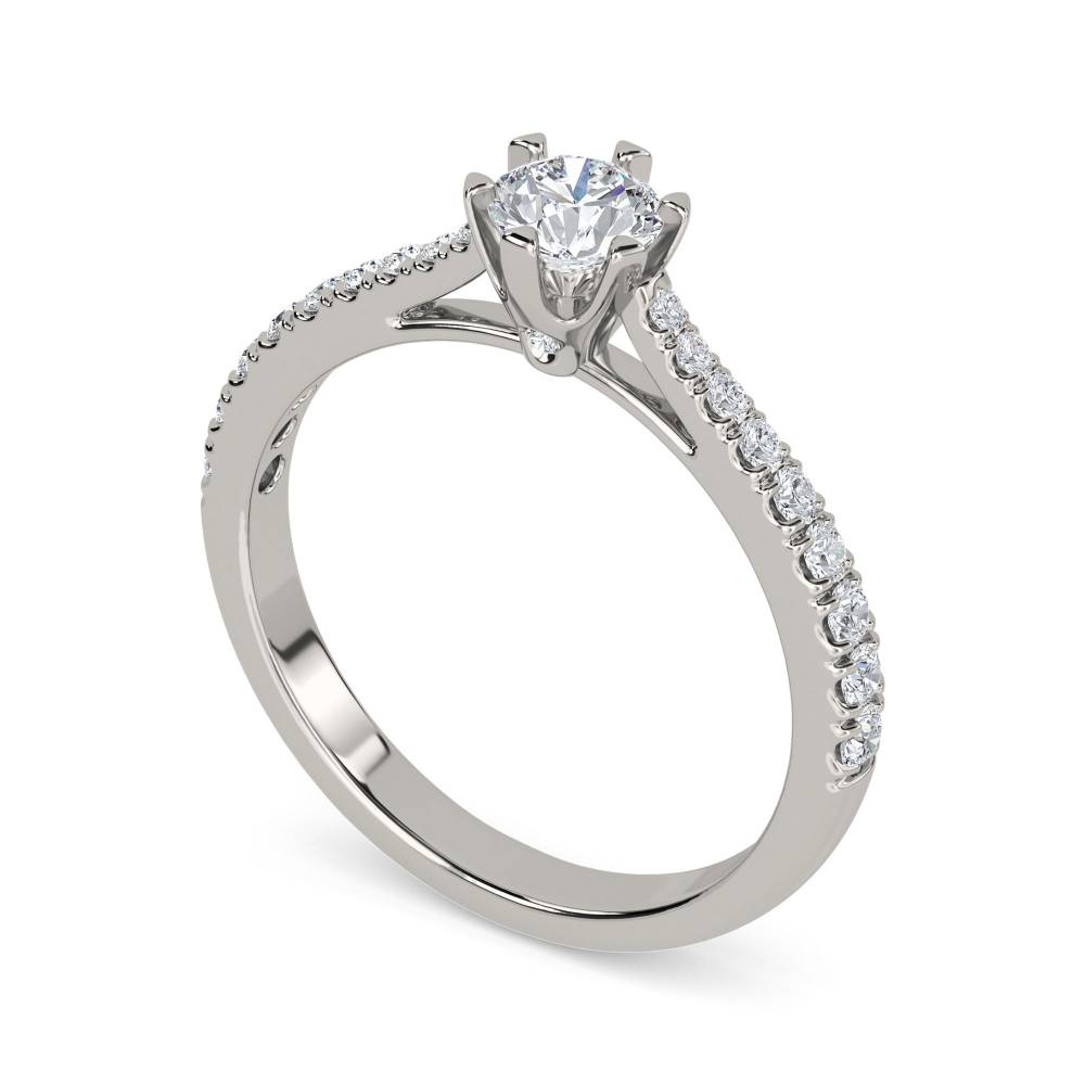 Round Diamond Shoulder Set Engagement Ring set in Platinum