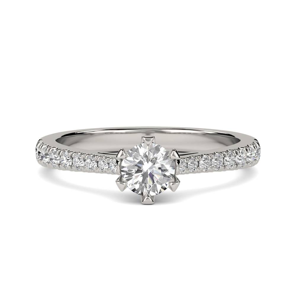 Round Diamond Shoulder Set Engagement Ring set in Platinum