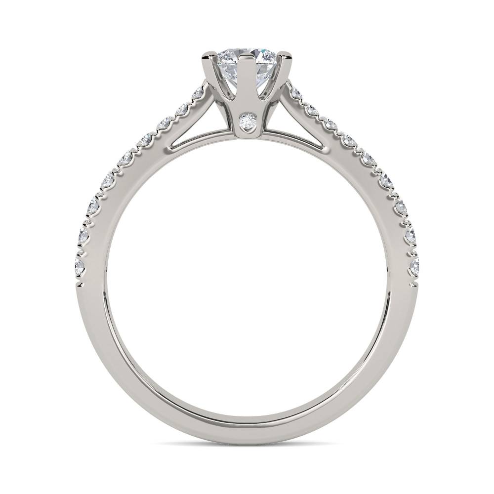 Round Diamond Shoulder Set Engagement Ring set in Platinum