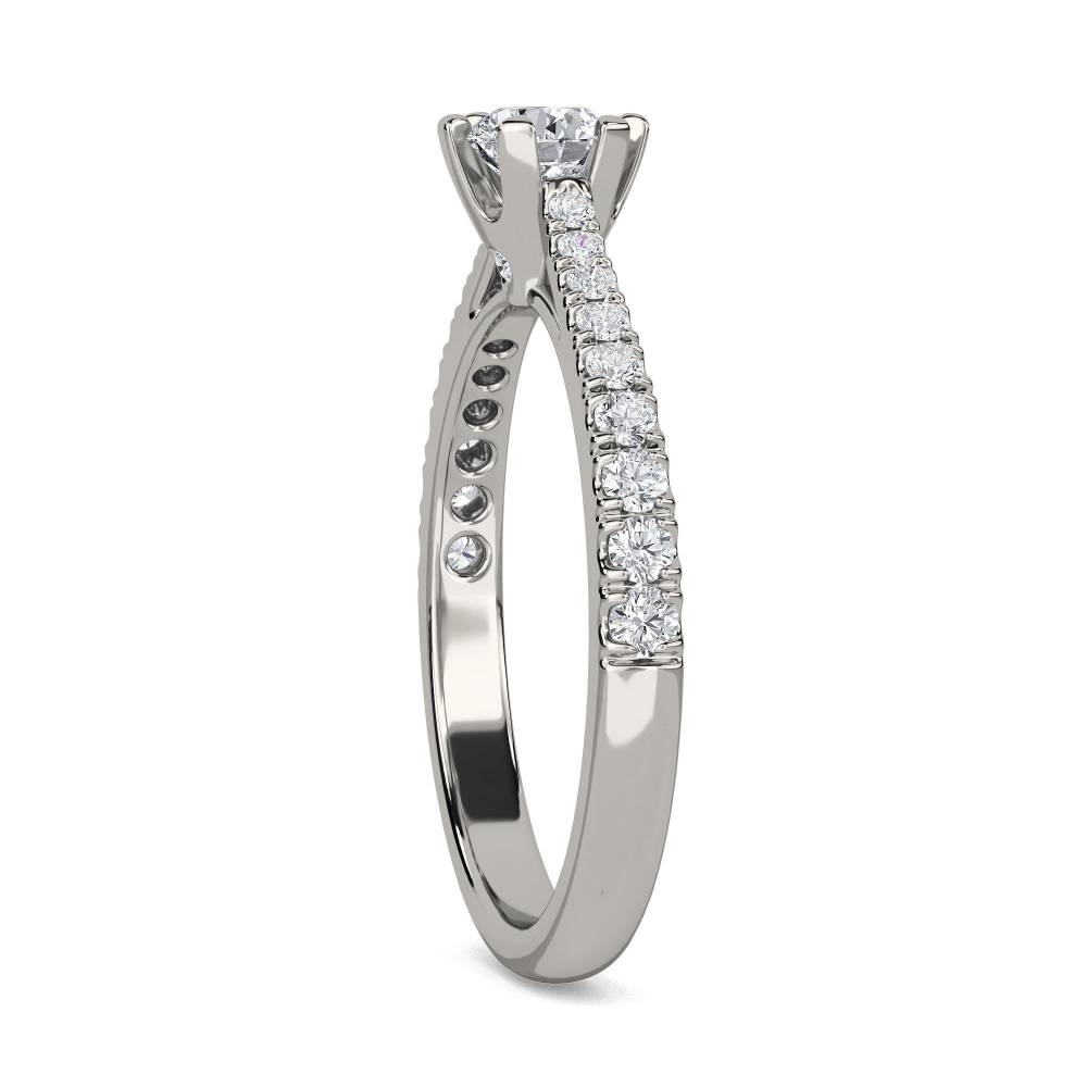 Round Diamond Shoulder Set Engagement Ring set in Platinum