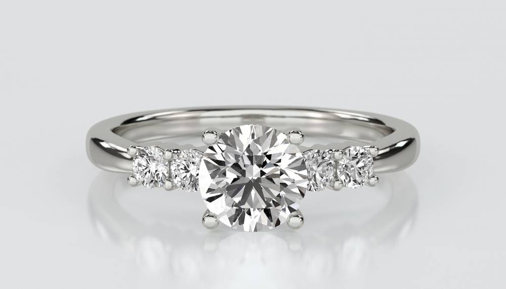 Round Diamond Shoulder Set Diamond Engagement Ring set in Platinum