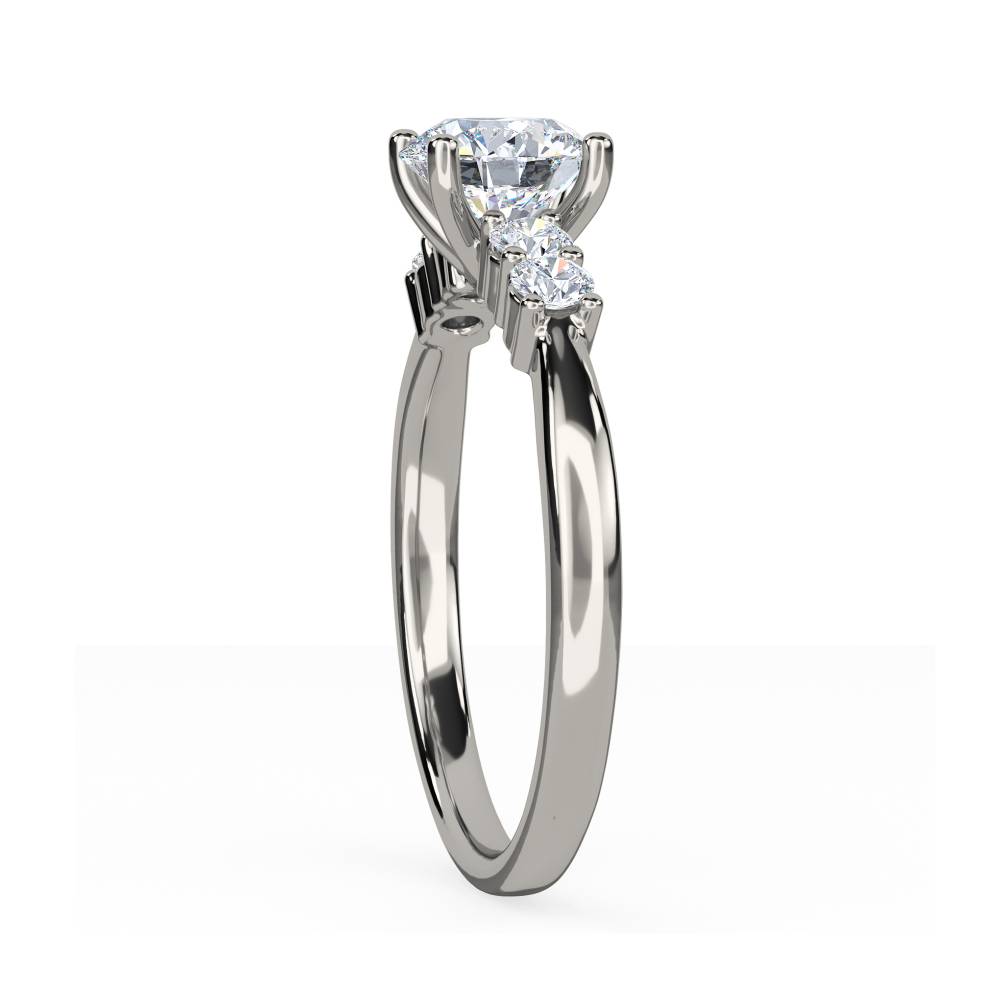 Round Diamond Shoulder Set Diamond Engagement Ring set in Platinum