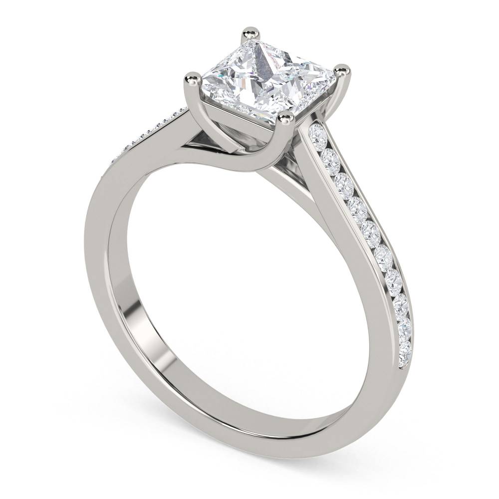 Princess Diamond Shoulder Set Ring set in Platinum