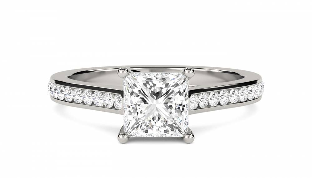 Princess Diamond Shoulder Set Ring P