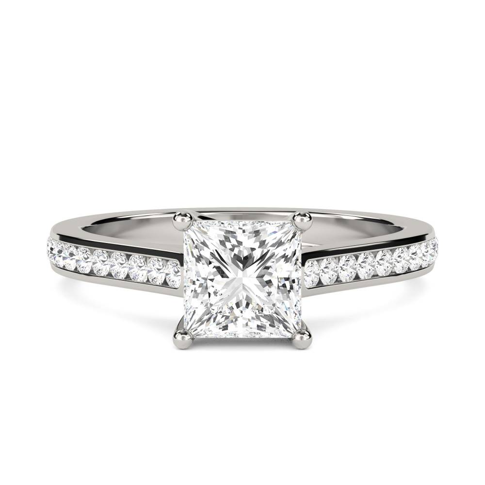 Princess Diamond Shoulder Set Ring set in Platinum