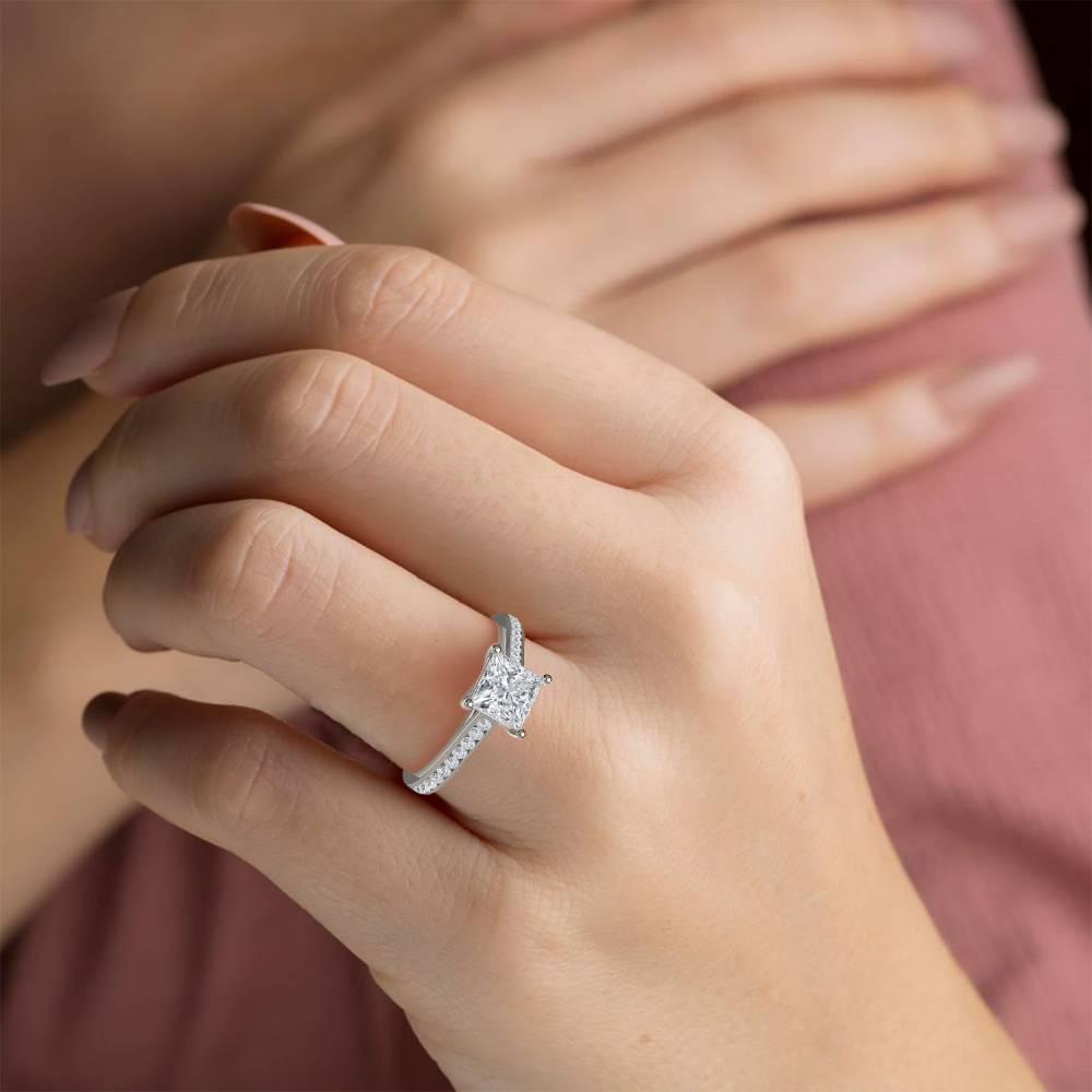 Princess Diamond Shoulder Set Ring set in Platinum