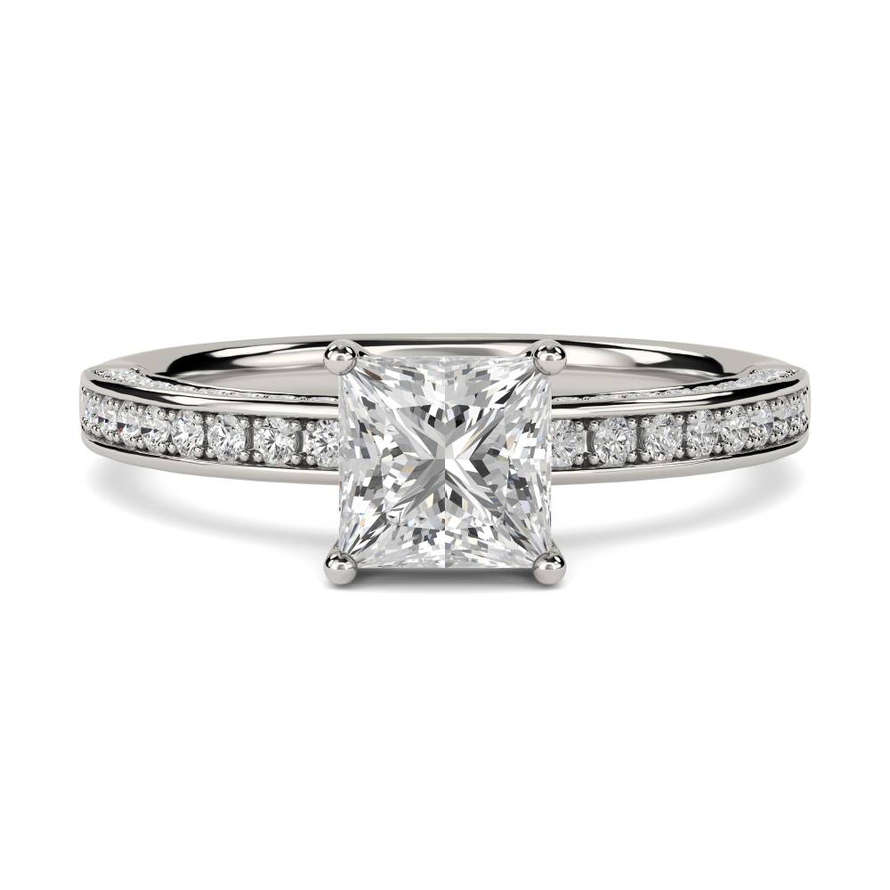 Unique Princess & Round Diamond Engagement Ring P