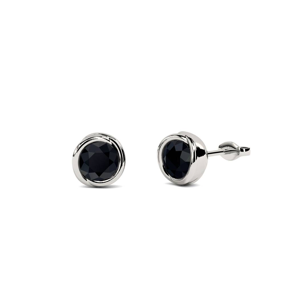 Round Black Diamond Earrings P