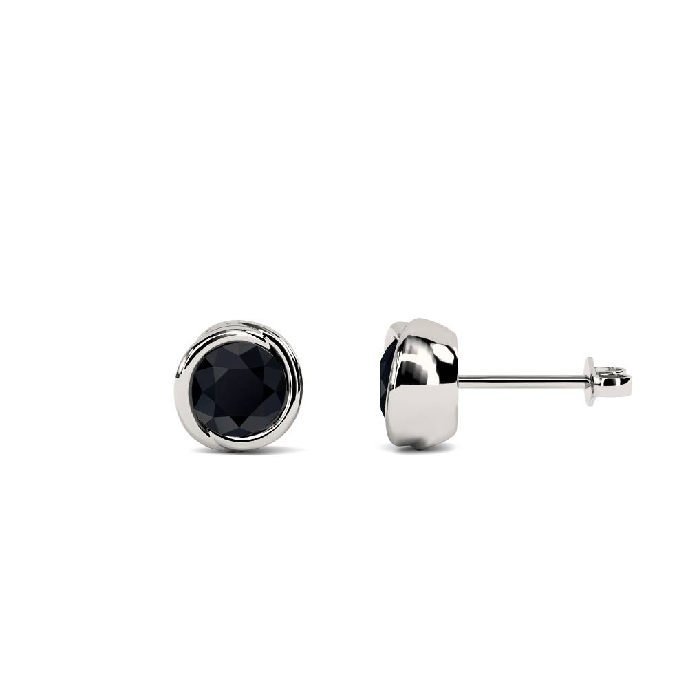 Round Black Diamond Earrings P