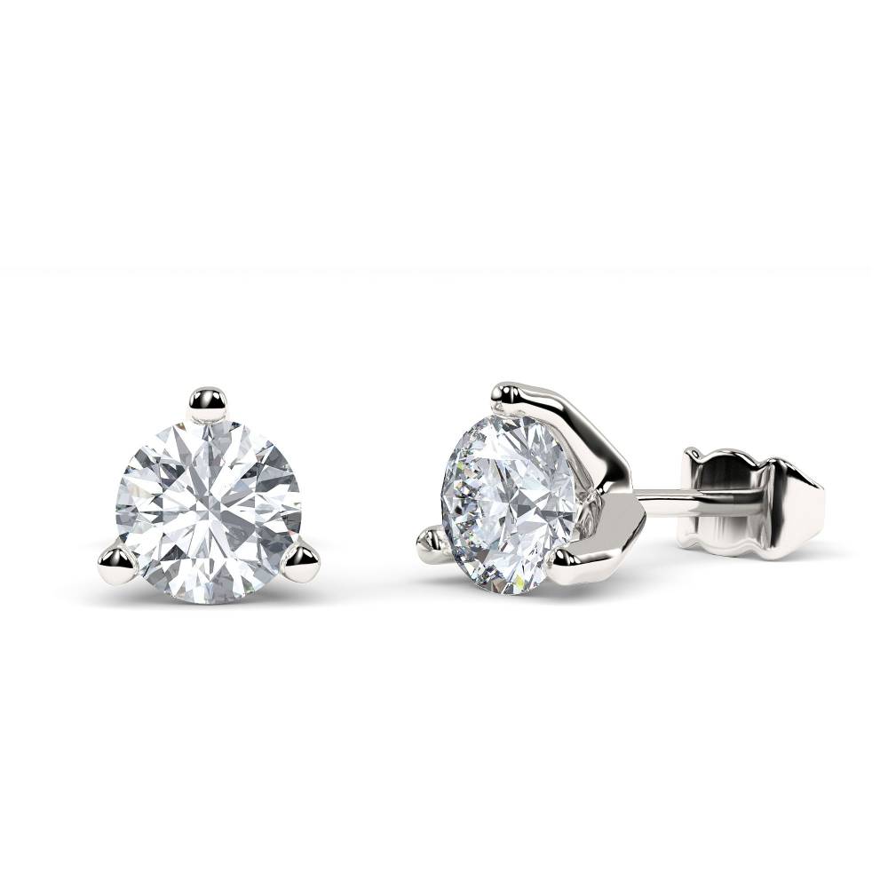 3 Claw Round Diamond Stud Earrings P