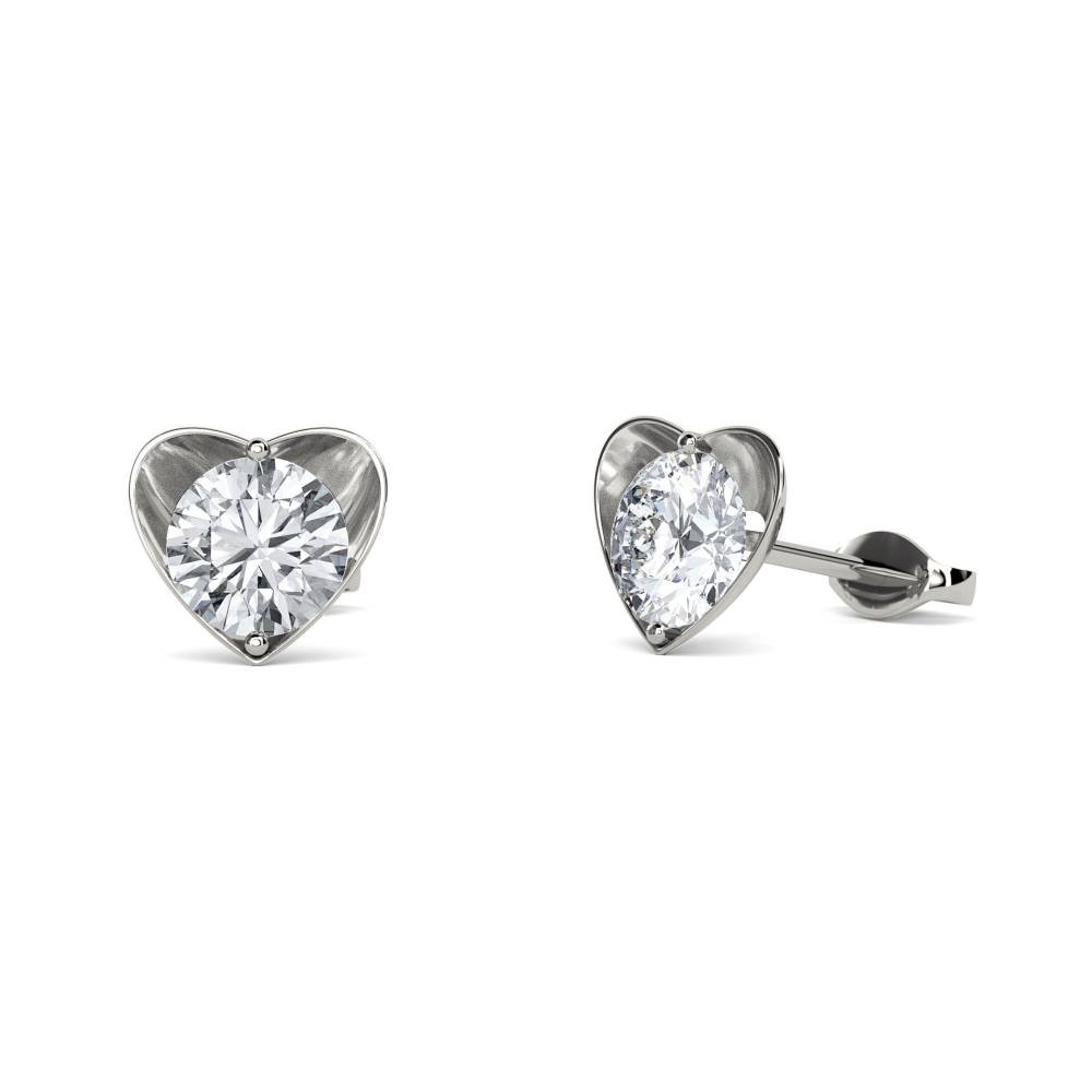 Round Diamond Heart Shaped Earrings W