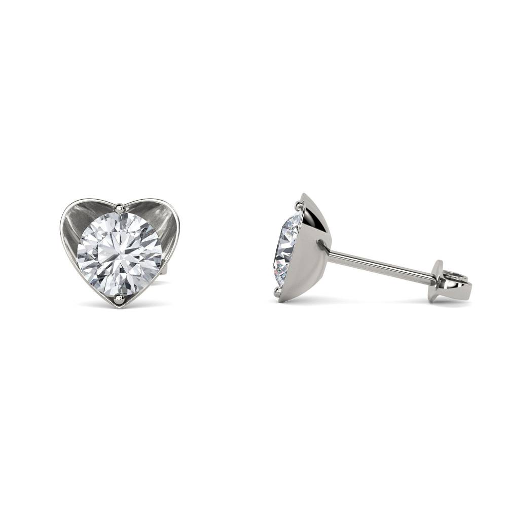 Round Diamond Heart Shaped Earrings W