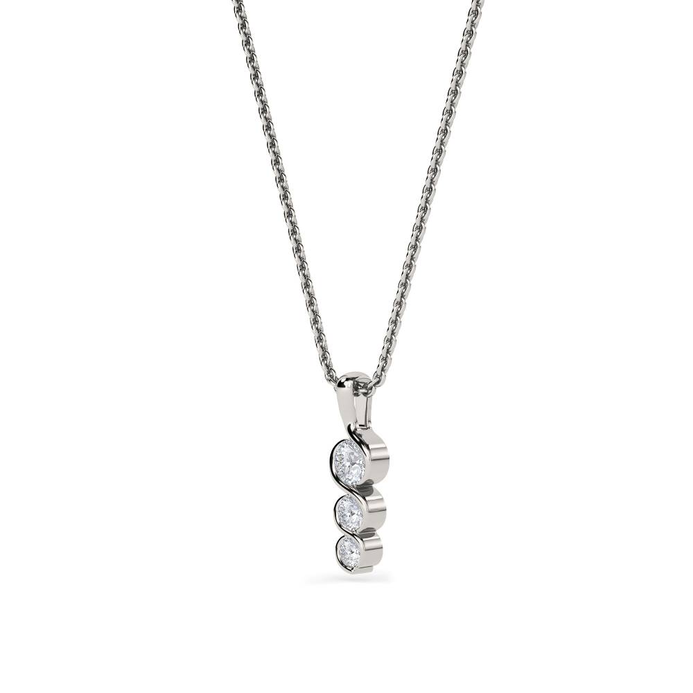 Modern Round Diamond Trilogy Pendant set in Platinum