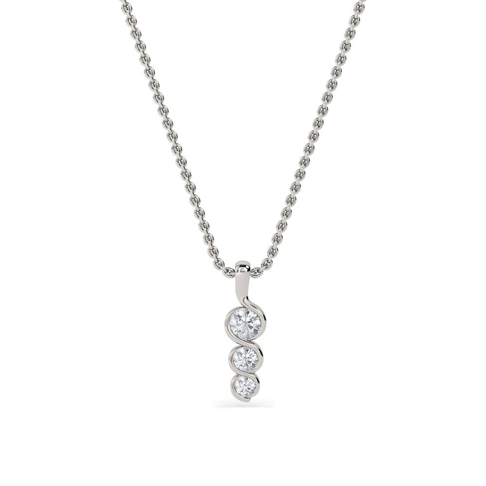 Modern Round Diamond Trilogy Pendant set in Platinum