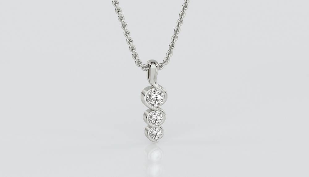 Modern Round Diamond Trilogy Pendant set in Platinum