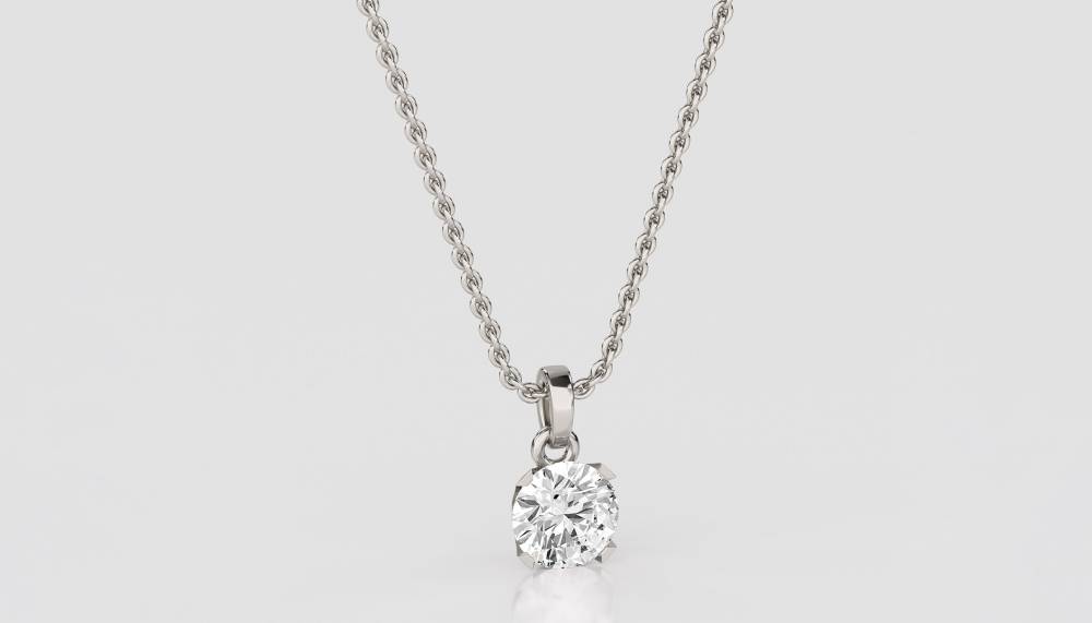 Cradle Round Diamond Solitaire Pendant P