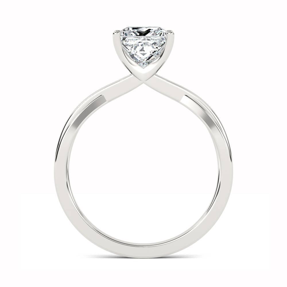 Modern Infinity Princess Diamond Engagement Ring set in Platinum