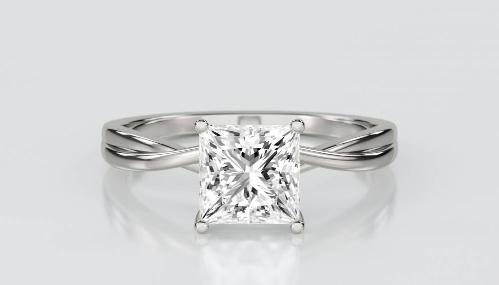 Modern Infinity Princess Diamond Engagement Ring set in Platinum