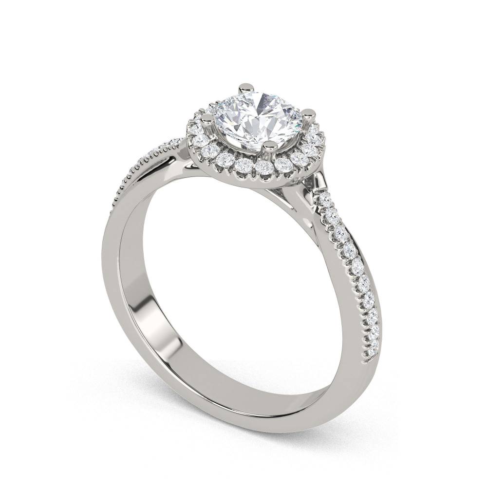 Round Diamond Single Halo Infinity Shoulder Set Ring set in Platinum