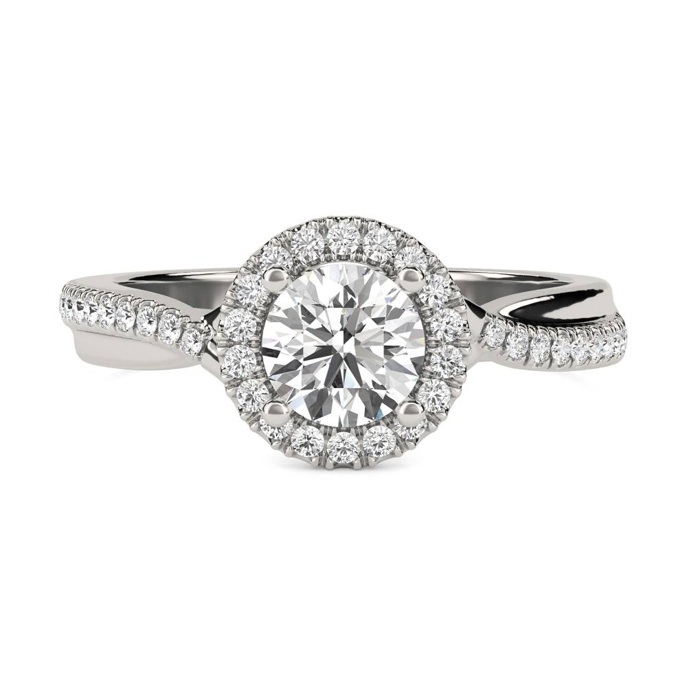 Round Diamond Single Halo Infinity Shoulder Set Ring set in Platinum