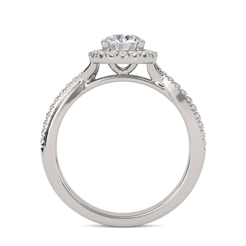 Round Diamond Single Halo Infinity Shoulder Set Ring set in Platinum