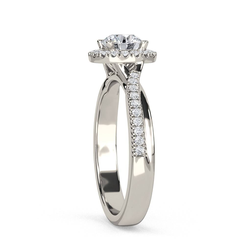 Round Diamond Single Halo Infinity Shoulder Set Ring set in Platinum