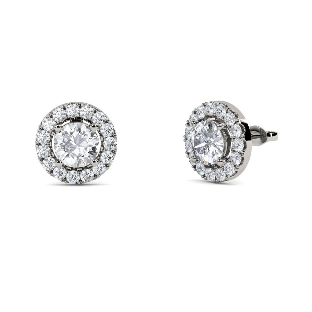 Round Diamond Single Halo Earrings P