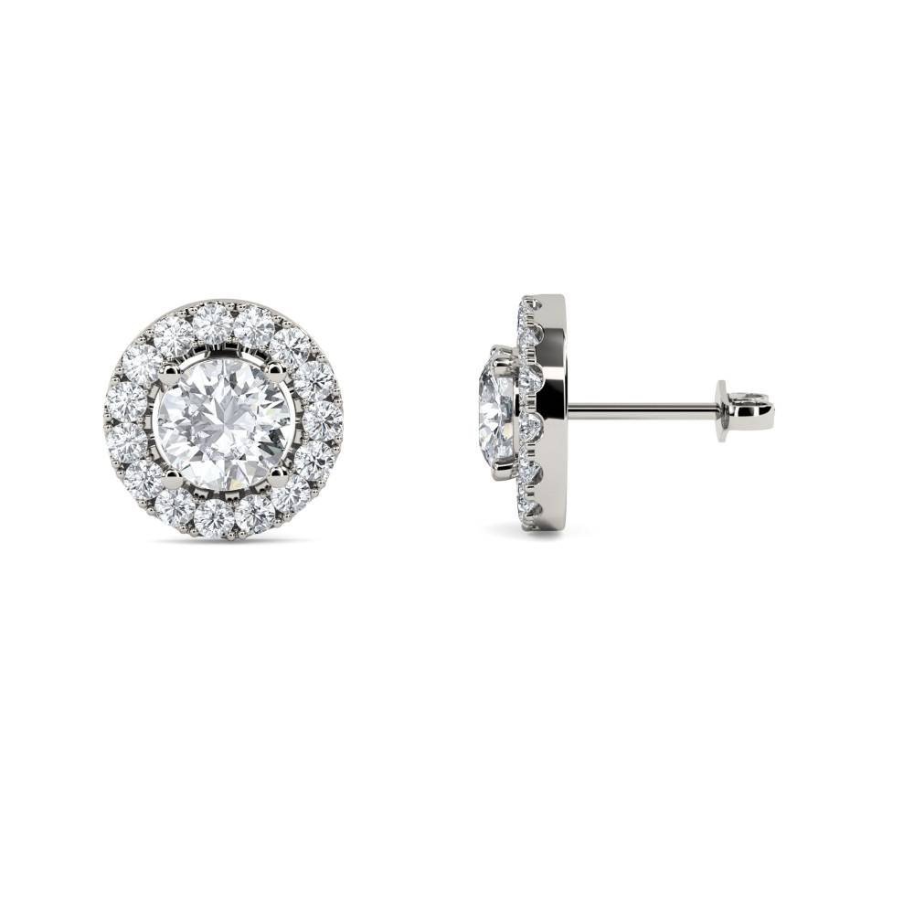 Round Diamond Single Halo Earrings P