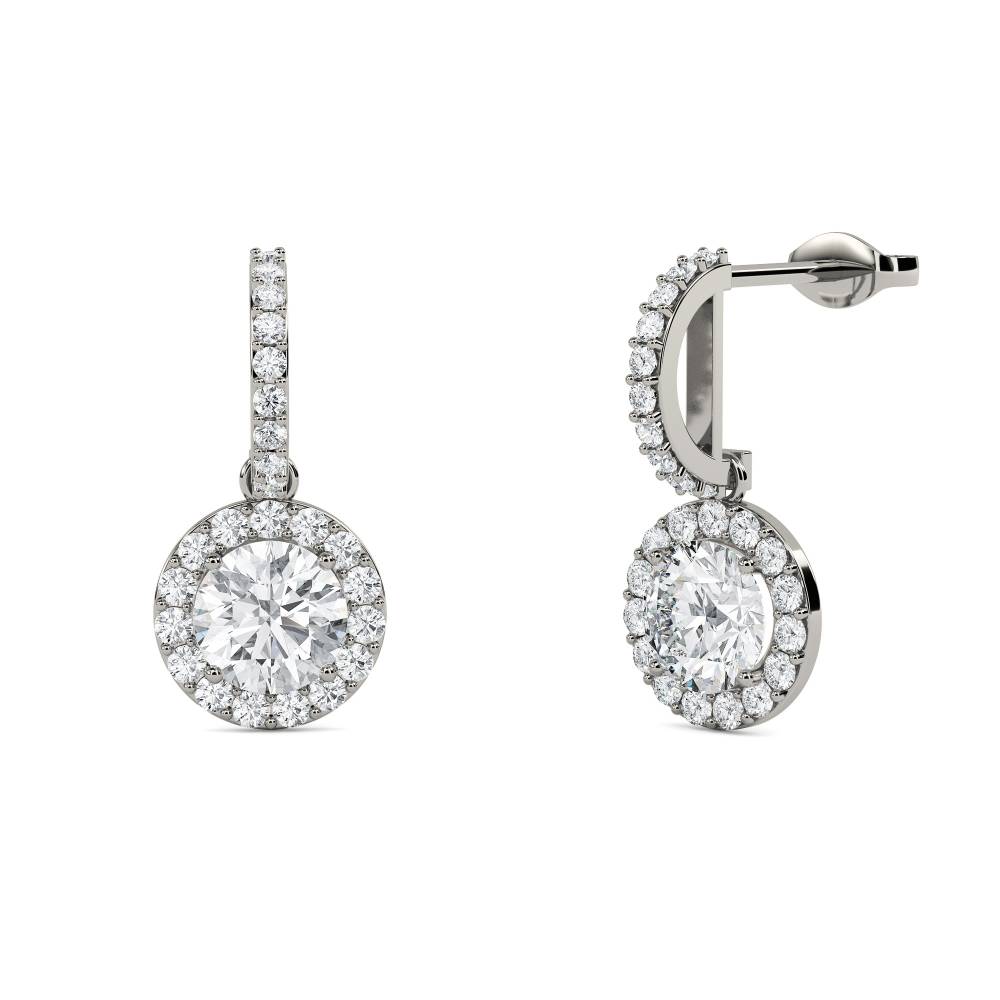 Elegant Round Diamond Single Halo Earrings P