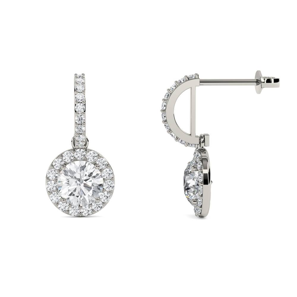 Elegant Round Diamond Single Halo Earrings P