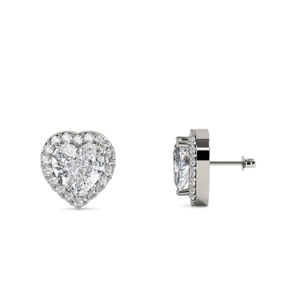 Heart Diamond Single Halo Earrings P