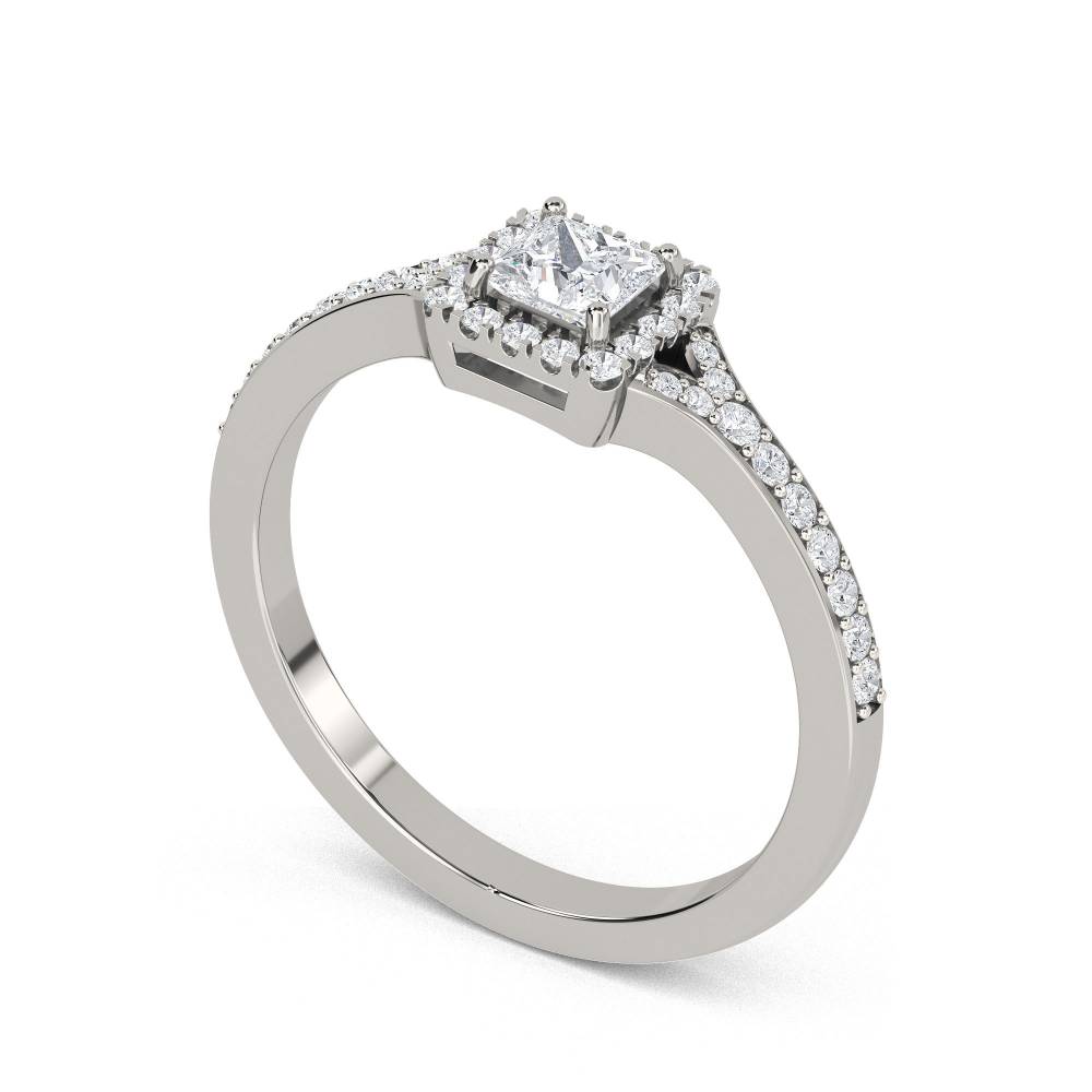 Petite Princess Diamond Halo Ring P