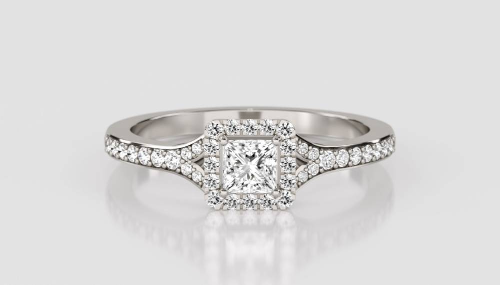 Petite Princess Diamond Halo Ring P