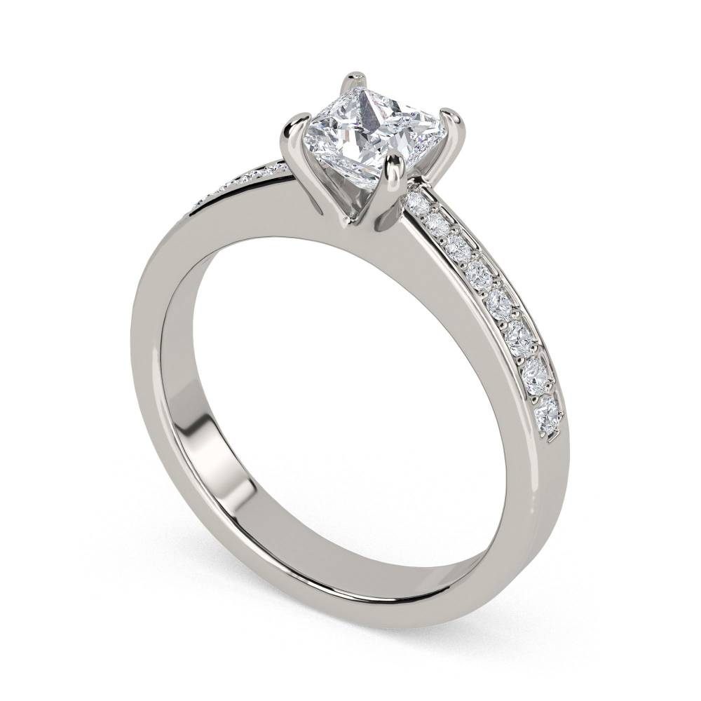 Petite Princess Diamond Shoulder Set Ring P