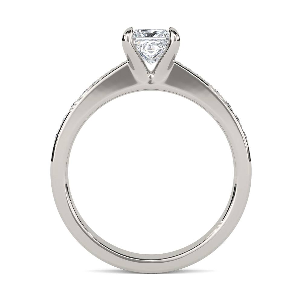 Petite Princess Diamond Shoulder Set Ring set in Platinum