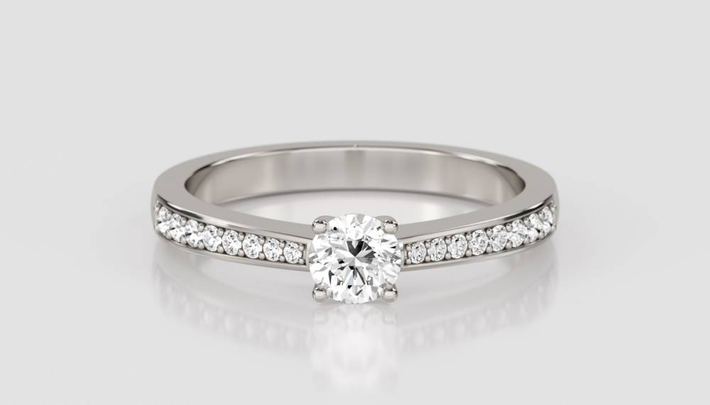 0.50ct VS/FG Petite Round Diamond Shoulder Set Ring P