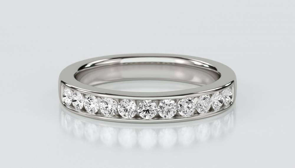 3mm Round Diamond Half Eternity Ring P