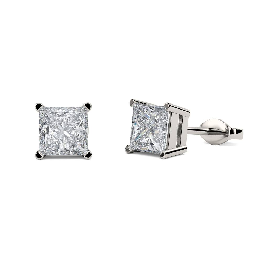 Traditional Princess Diamond Stud Earrings W